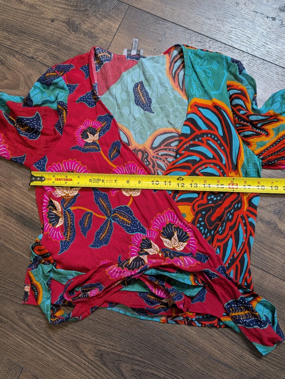 Anthropologie‎ Floral Mixed-Print Wrap Blouse Long Sleeve Size Medium - Picture 3 of 6